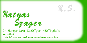 matyas szager business card